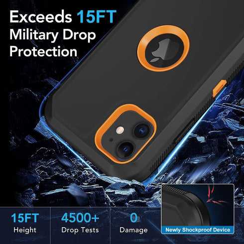 iPhone 11 Case with Built-in Screen Protector, Heavy Duty Drop Protection, Rugged Shockproof Tough Cover