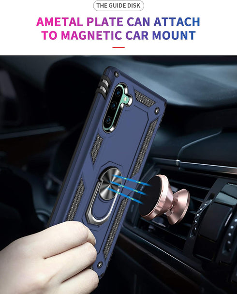 Samsung Galaxy Note 10 Case with HD Screen Protectors, Military-Grade Metal Ring Holder Kickstand, Shockproof Cover