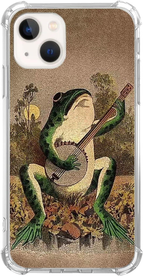 Frog Playing Guitar Case for iPhone 15, Trendy Cool Music Design for Teens, Women & Men