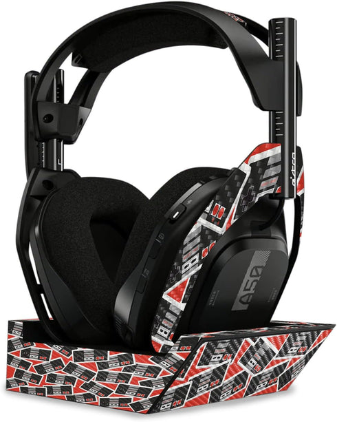 MightySkins Carbon Fiber Skin - Retro Controllers 3 for Astro A50 Wireless Headphones + Base Station (Gen 4)