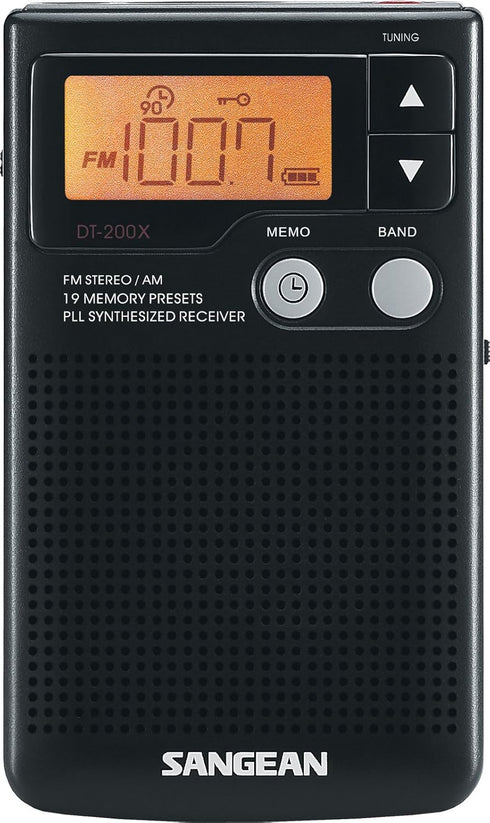 Sangean DT-200X FM-Stereo/AM Digital Tuning Pocket Radio - Black