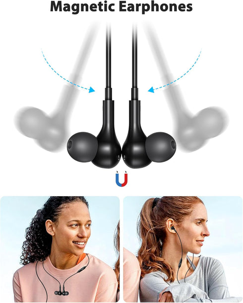 USB C Wired Headphones with Microphone, HiFi Stereo Deep Bass, Noise Cancelling for Live Singing, Black