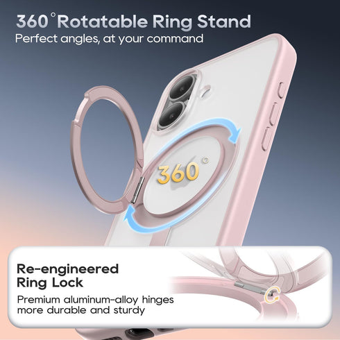 Niunisi 17 6.3-Inch 360 6.3" 2025, for iPhone Case with Magnetic Ring Stand Compatible with MagSafe Frosted Matte