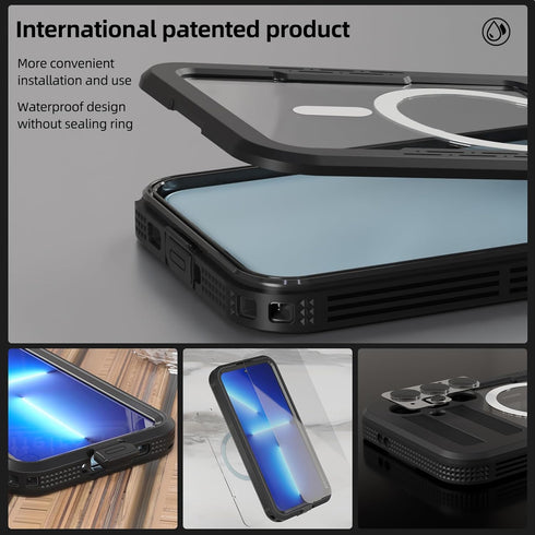 Samsung Galaxy S24 Ultra Waterproof Magnetic Case with Built-in Screen Protector, TPU Anti-Scratched Clear Case for Men
