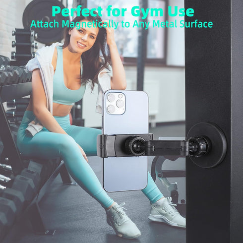 FPN 360 Gym Magnetic Phone Holder Mount Attach to Metal Surface, Rotatable Heavy Duty Magnet Phone Mount for Gym