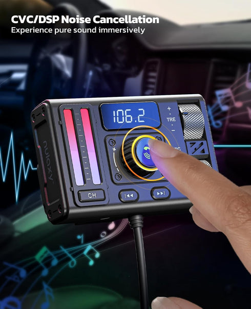 Nulaxy Bluetooth 5.3 Car Adapter, Air Vent Installation, DSP Noise Cancellation, QC3.0 & Type-C PD Car Charger,