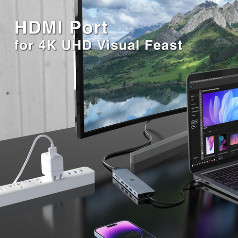 SUTOUG 7-in-1 100W 3 3.0 Docking Station, USB C Hub Multiport Adapter with HDMI, PD Charging Port, SD/TF Dock, USB