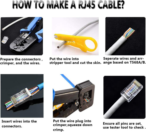 RJ45 Cat6 Cat5e Pass Through Connectors, 100 Packs Gold Plated 8P8C Modular Ethernet Network Plug