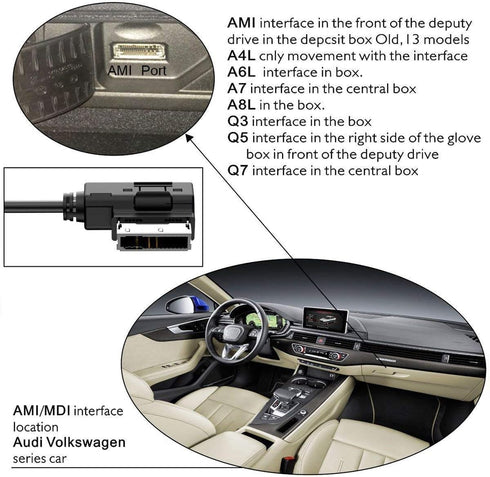 Apple iPhone Charging Adapter Cord for Audi A3/A4/A5/A6/A8/S4/S6/S8/TT & VW Tiguan CC, AMI MMI MDI Aux Dongle.