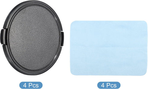 PATIKIL 4 Pack Lens Cap, Sides Pinch Front Cover with Microfiber Cloth for 82mm Universal DSLR Lenses