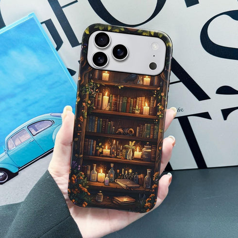 Generic 17 Case for iPhone Pro Max,Fits Glossy Case Design for Girl Women,Aesthetic Bird Bookshelf Lover