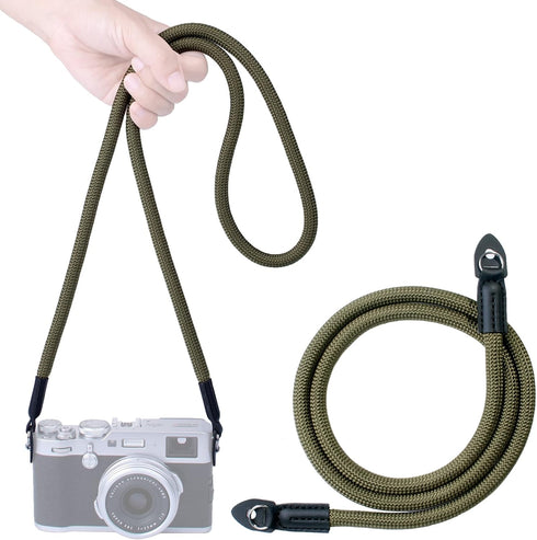 VKO Climbing Rope Camera Strap, 100cm Green Neck Shoulder Strap for DSLR SLR Mirrorless Cameras