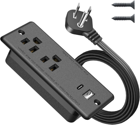 Jgstkcity Recessed Power Strip USB C 20W,Flat Plug Ultra Thin Extension Cord,Furniture Desktop