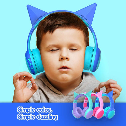 gorsun Bluetooth Kids Headphones, Wireless Headsets with 85dB Volume Limited, Stereo Over-Ear for Boys and Girls (Blue)