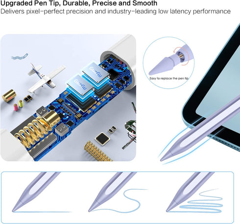 Stylus Pen for iPad, Apple Pencil 2nd Generation for iPad Pro 11/12.9 Inch, Compatible with iPad 9/10th Gen, Purple