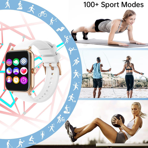 Smart Watch for Women Men - 1.85" Fitness Tracker with Heart Rate, Sleep Monitor, AI Voice Control, IP68 Waterproof for