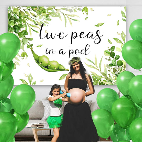 Diartpaint 7x5ft Twin Baby Shower Decorations Two Peas in A Pod Backdrop Greenery Twins Gender Reveal Decors Backdrop