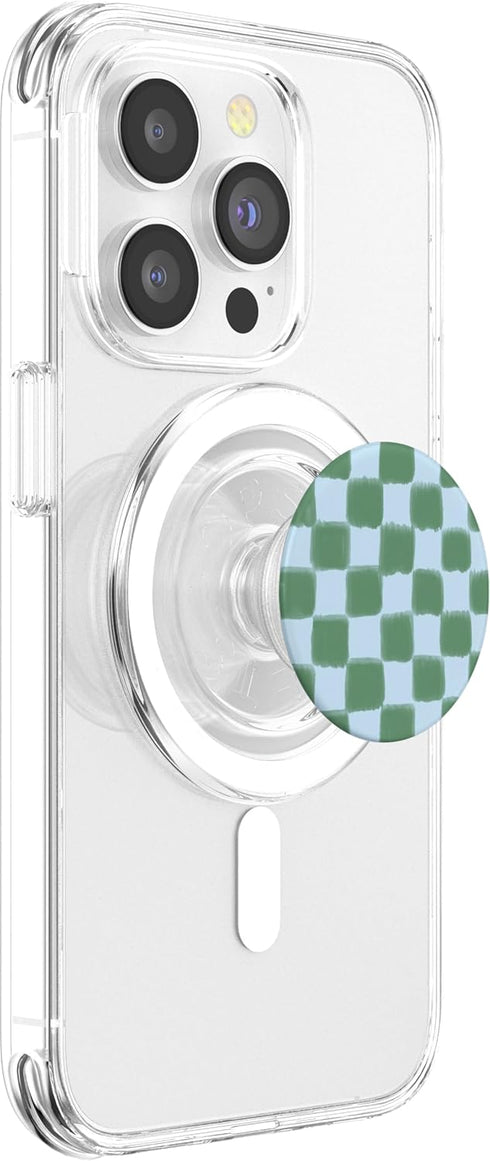 PopSockets Phone Grip Blue Green Checker PopGrip for MagSafe