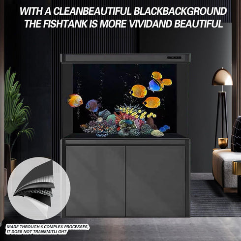 Fish Tank Aquarium Background - Black, Electrostatic Adhesion, Glue-Free, Easy Installation, Size 15.7 X 39 Inch