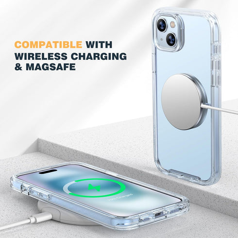 Diaclara Rugged Case for iPhone 15 Plus 6.7'', Full Body with Built-in Touch Sensitive Anti-Scratch Screen Protector -