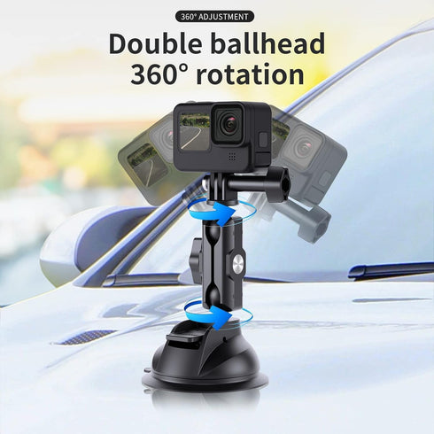 TELESIN Suction Cup Car Mount with Phone Holder for GoPro Max Mini Hero 12 11 10 9 8 7 6 5, Insta360 X3