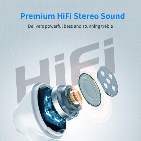 Mini Bluetooth Earbuds with Microphone, Wireless Earphones for Kids & Adults, IPX5 Waterproof, USB-C Charging