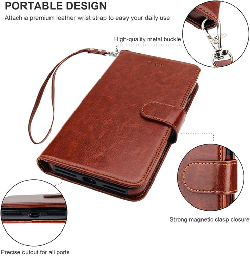 Bocasal Wallet Case for iPhone 7/8 Plus with Card Holder, PU Leather Kickstand, Shockproof Flip Cover 5.5 inch (Brown)