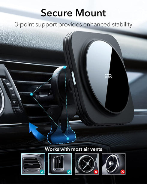 ESR 15W for MagSafe Car Mount Charger (HaloLock), Wireless Car Charger Compatible with MagSafe, Air Vent/Dashboard