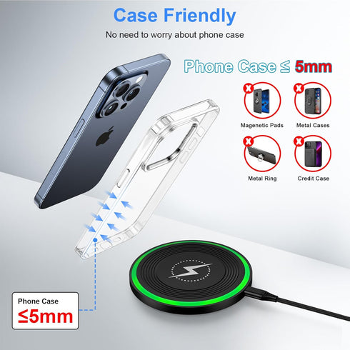 Fast Wireless Charging Pad for Google Pixel 9 Pro/9Pro XL/9Pro Fold/8/8Pro/7/7Pro/6/6 Pro/5, Pixel 9 Pro Wireless