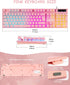 CHONCHOW 104 19 3 Light Up Cute Pink Gaming Keyboard, Keys Full Size, Number Pad, Keys Anti-Ghosting, Multimedia