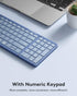 Samsers Foldable Bluetooth Keyboard with Numeric Keypad, Full-Size Wireless Folding Keyboard with PU Leather, Portable