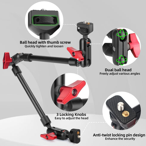 Hemmotop 22in Magic Arm with Clamp, Adjustable Phone Mount Holder for Camera, Mic Arm for Tripod and Desk
