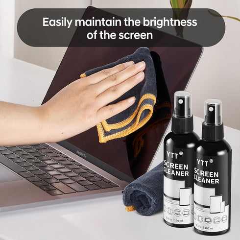Screen Cleaner Spray Kit (2X) - Microfiber Cloth for TV, Computer, Smartphone, iPad, Laptop, iPhone