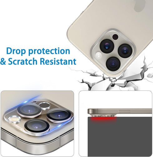 ?3 Pack?Dengduoduo Tempered Glass Camera Lens Protector for iPhone 15 Pro 6.1" & iPhone 15 Pro Max 6.7", Ultra HD, 9H