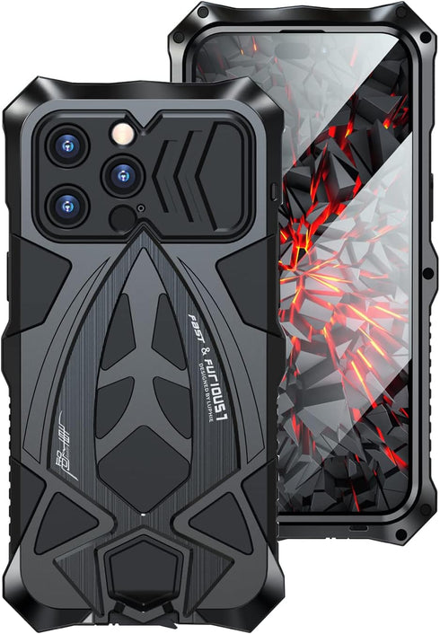 iPhone 14 Pro Max Case Metal Aluminium Bumper Cover with Built-in Soft Rubber Shock Proof Military Grade