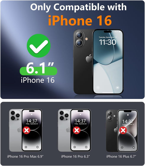 Temdan Designed for iPhone 16 Case Magnetic, Compatible with Magsafe, Military Grade Drop Protection, Tough Rugged Case