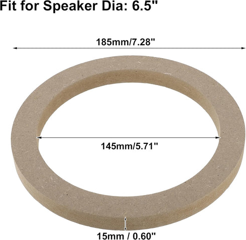 uxcell 8 Pcs Universal 6.5 Inch Speaker Subwoofer Mounting Spacer Rings, Solid Wood, Beige