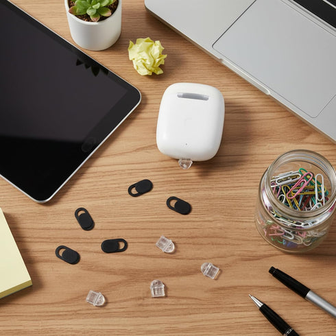 Qulkws 100 PCS White Anti Dust Silicone Type C Charging Port and Webcam Cover Slide, Clear Charging Port Covers Anti
