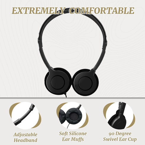 WAHUWAY 20 Pack Set 3.5 mm Adults(005 Class Headphones for Kids Students School Classroom Bulk Earphones Adjustable
