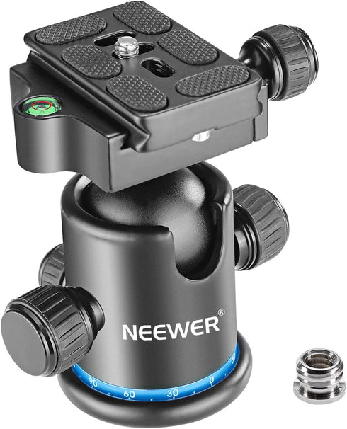 NEEWER 36MM Tripod Ball Head 360° Panoramic Metal with Quick Release Plate, Max Load 17.6lb/8kg, Blue