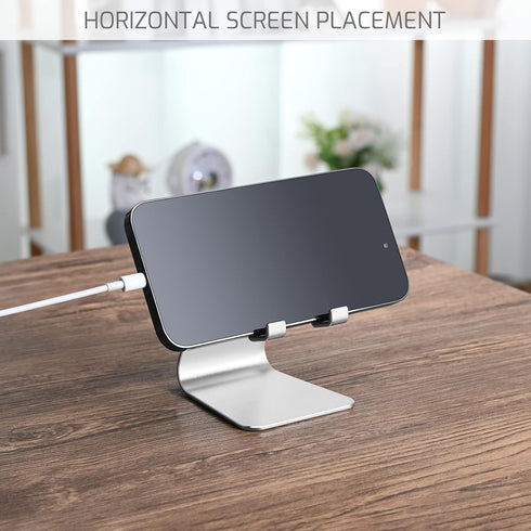 Aluminum Alloy Adjustable Cell Phone Stand, Metal Desktop Holder, Smartphone Cradle, Silver
