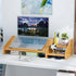 Ufine Bamboo Laptop Stand for Desk, Adjustable 3 Heights Notebook Stand with 2 Tier Storage Shelf, Home Office Organizer