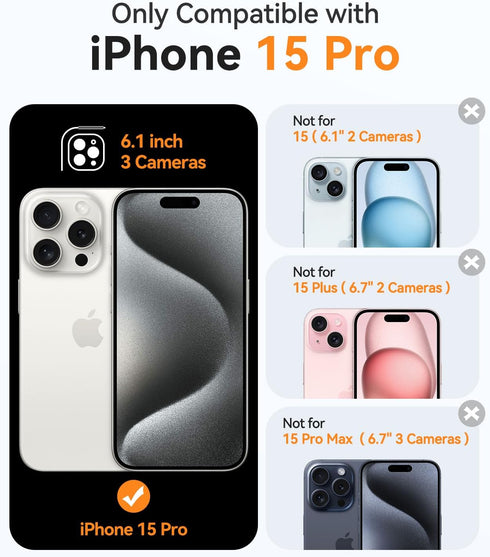 CANSHN Magnetic Case for iPhone 15 Pro, Translucent Matte Shockproof Protective Cover with Full Camera Protection