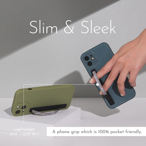 Swappable Ultra-Thin Phone Grip, Convertible Holder Fits Most iPhone and Android Cases, Compatible with Wireless