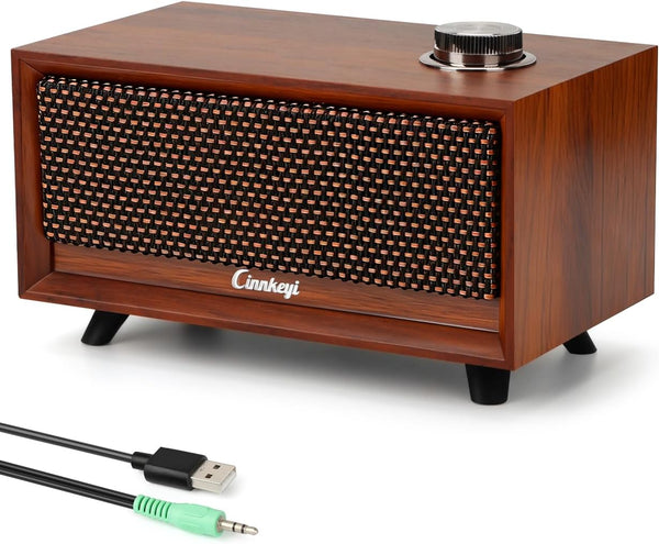 cinnkeyi Wooden PC Soundbar Computer Speakers PC Speakers USB Powered | PC| Line-In
