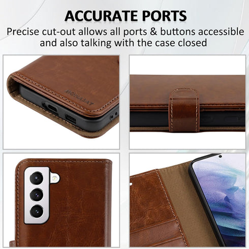 MONASAY Wallet Case for Galaxy S21+Plus 5G, 6.7 inch, Flip Folio Leather Cover with Screen Protector & RFID Blocking,