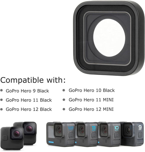 Protective Lens Replacement for GoPro Hero 9, 10, 11, 12 Black, Waterproof Glass Lens Protector Accessories