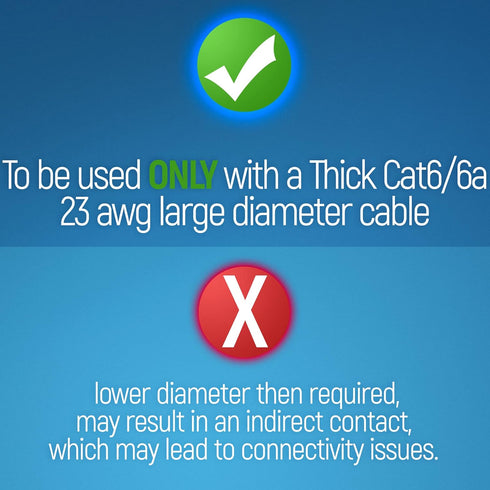 GTZ RJ45 Cat6/6a Pass Through Connectors for Thick 23 AWG Network Cable, 200 Pcs with Insert Guides