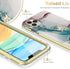Esdot Compatible with iPhone 12 Pro Max Case, Built-in Screen Protector, Turquoise Pink Marble Design, 6.7"