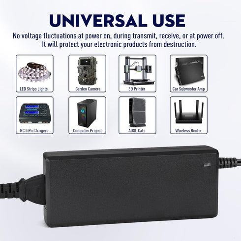 Facmogu 12V 10A Power Supply AC to DC Adapter, 100V-240V to 12V 10A 120W, 5.5x2.5mm & 5.5x2.1mm Tip